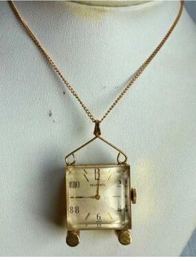 Vintage 12k GF Belforte 17 jewels wind up watch pendant necklace